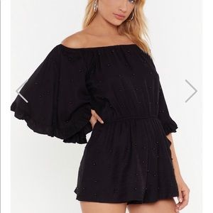 Nasty gal black studded romper size small